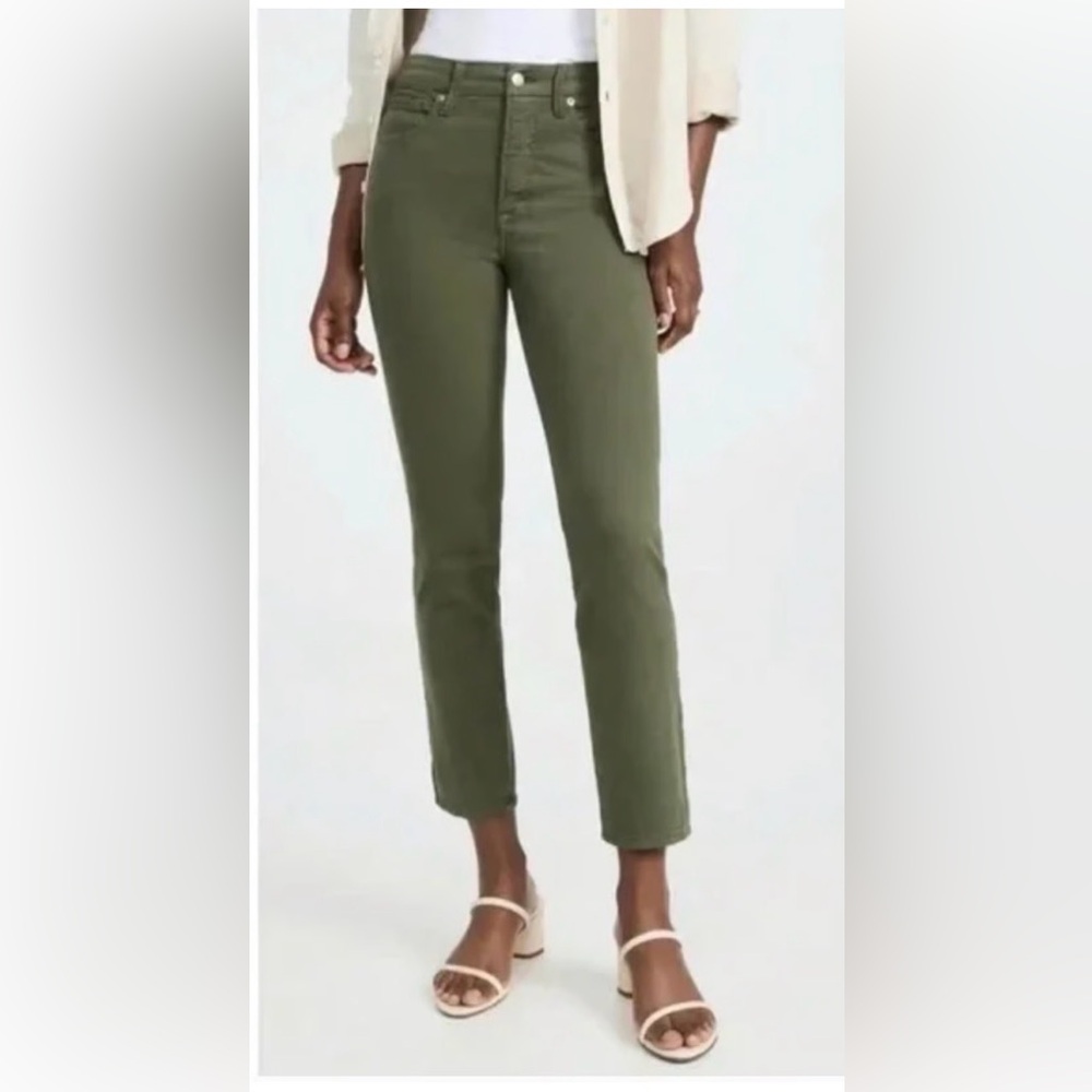 Good American Olive Green High Rise Ankle Skinny Jeans Women’s 14 32 Stretch